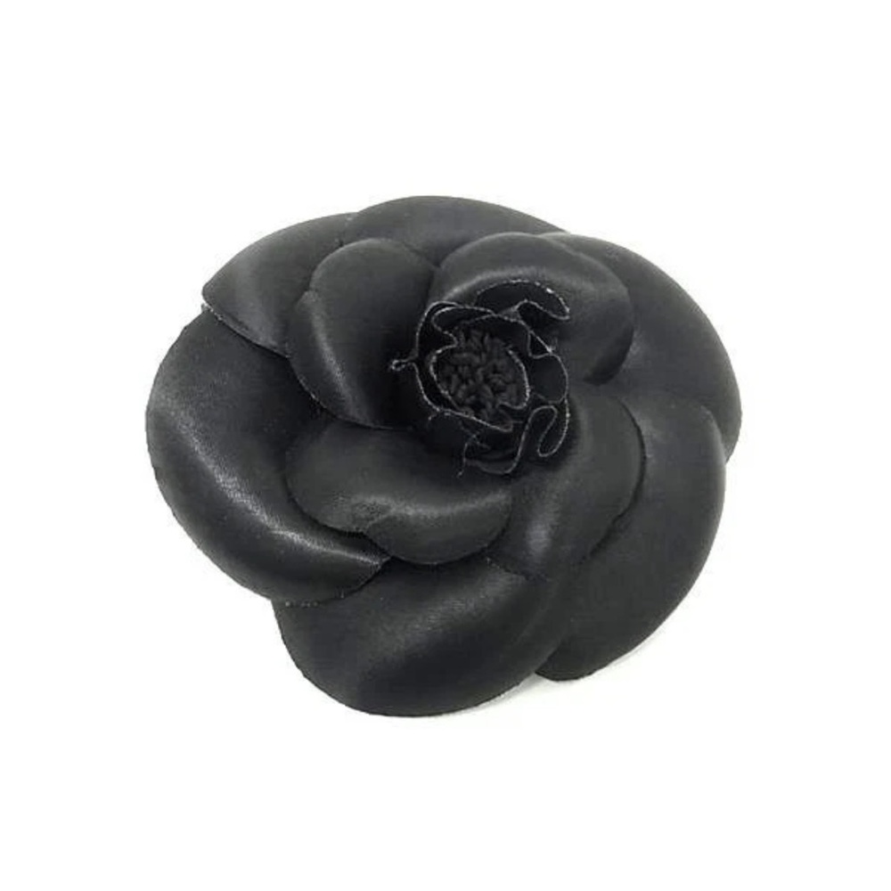 CHANEL Black Camellia Brooch